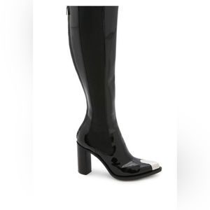 Alexander McQueen Women's Black Pointed Toe Knee-length Boots NWOB